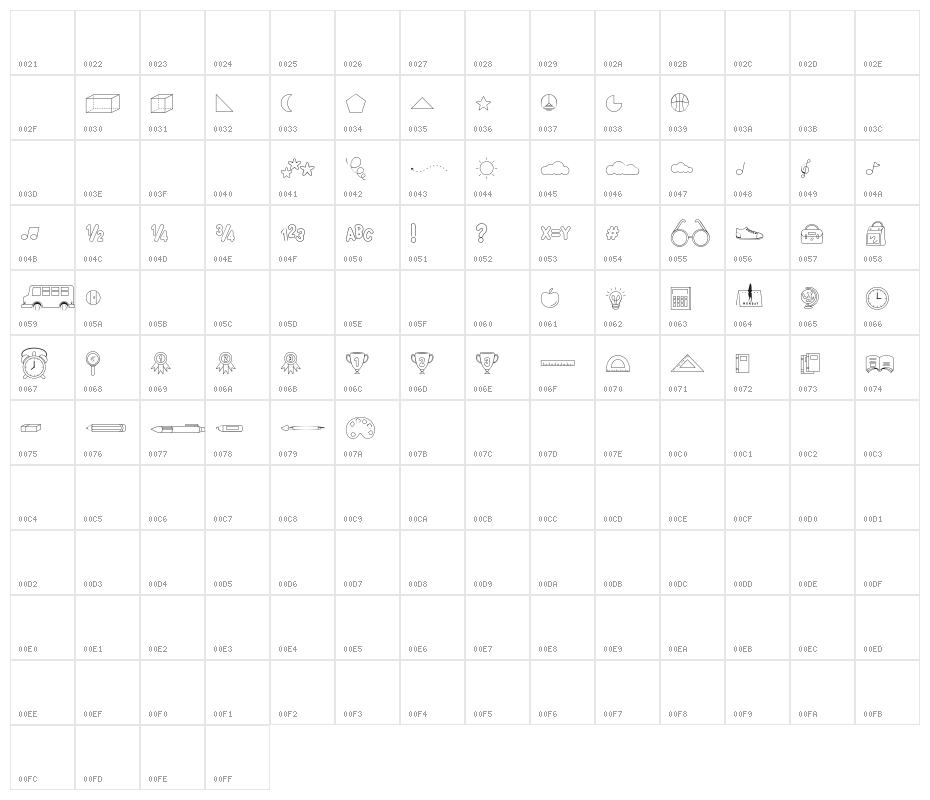 Best School Dingbat Character Map