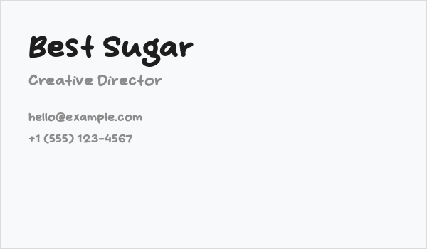Best Sugar Business Card