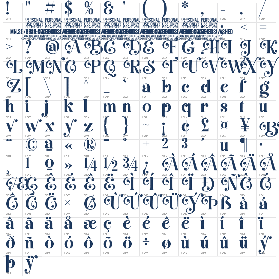 Best Swashed PERSONAL USE Regular Character Map