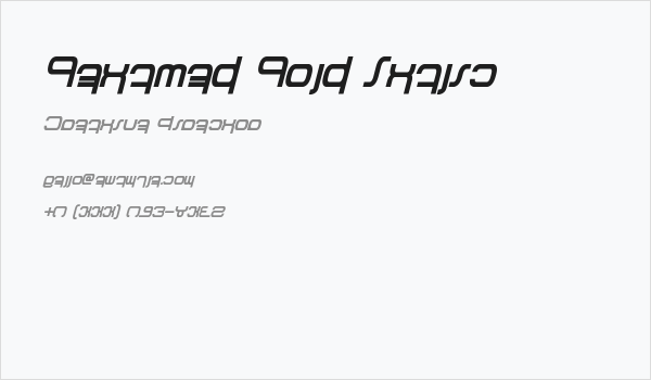 Betazed Bold Italic Business Card