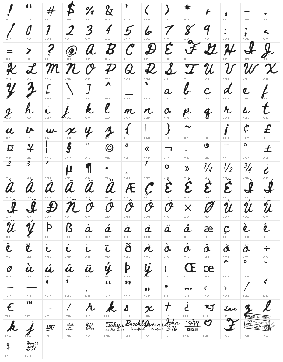 Beth Ellen Regular Character Map