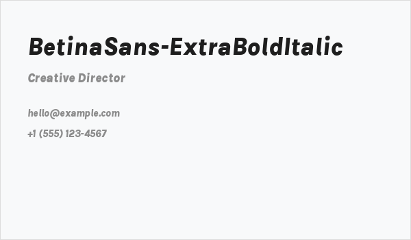 BetinaSans-ExtraBoldItalic Business Card
