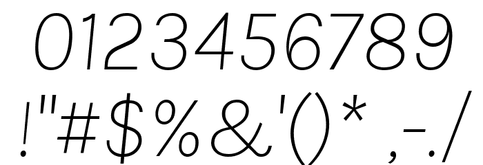 BetinaSans-ExtraLightItalic Font OTHER CHARS