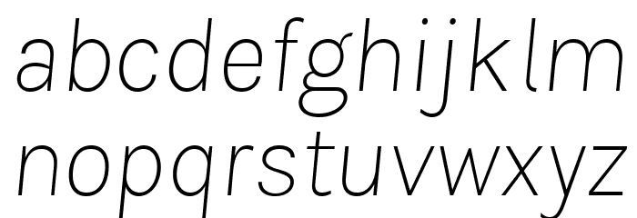 BetinaSans-ExtraLightItalic Font LOWERCASE