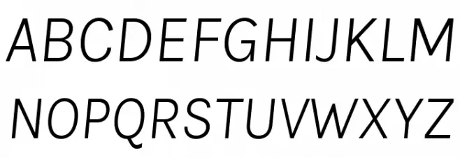 BetinaSans-LightItalic 字体 大写