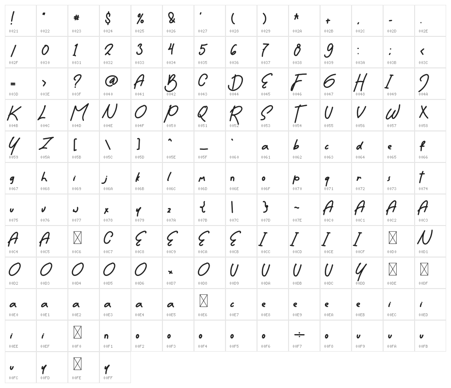 Better Day Character Map