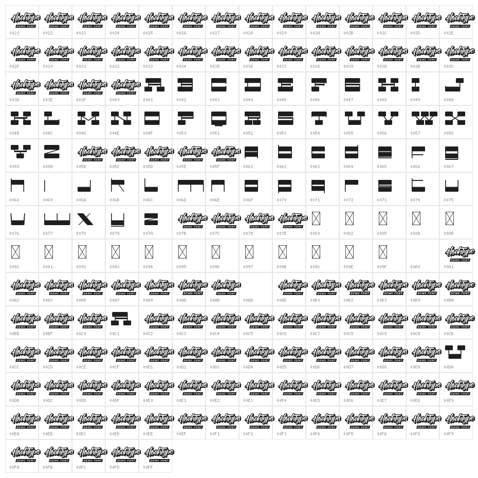 Better Retro Demo Character Map