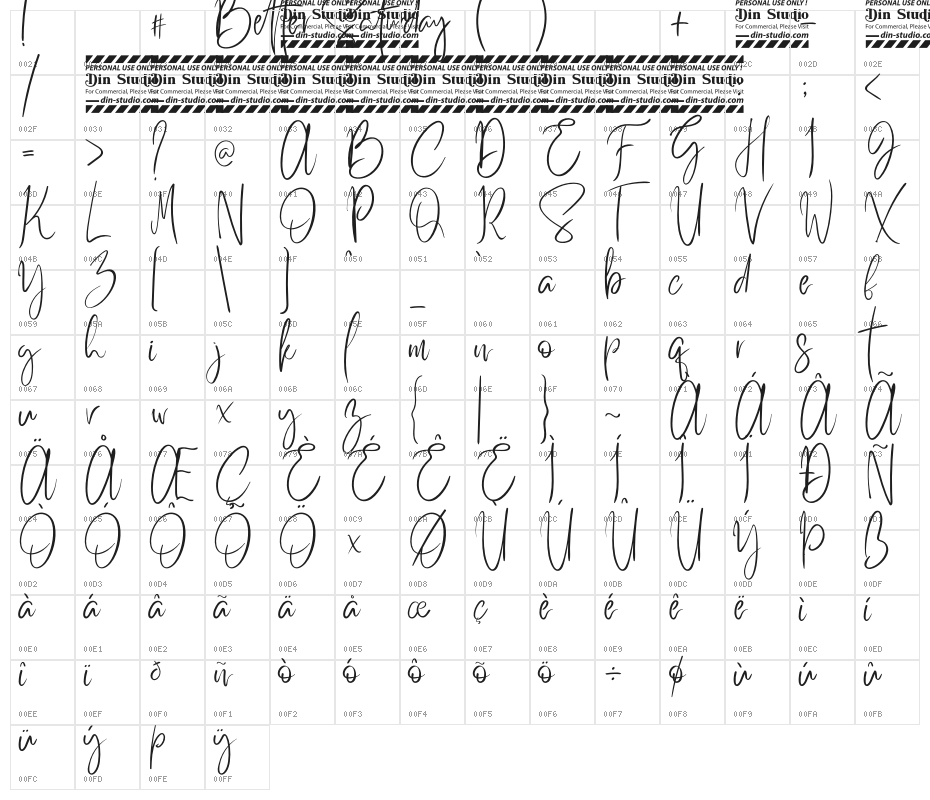 Better Saturday Personal Use Character Map