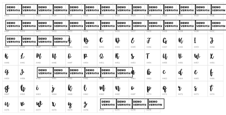 Better Together Script Character Map