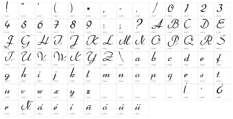 BetterHeatherRegular Character Map