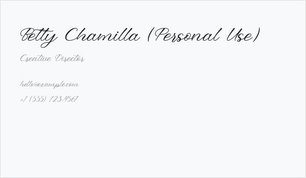 Betty Chamilla (Personal Use) Business Card