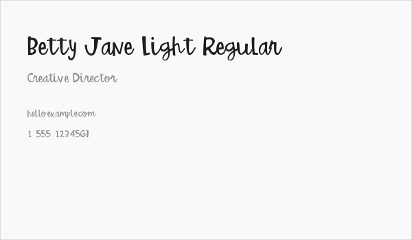 Betty Jane Light Regular Business Card