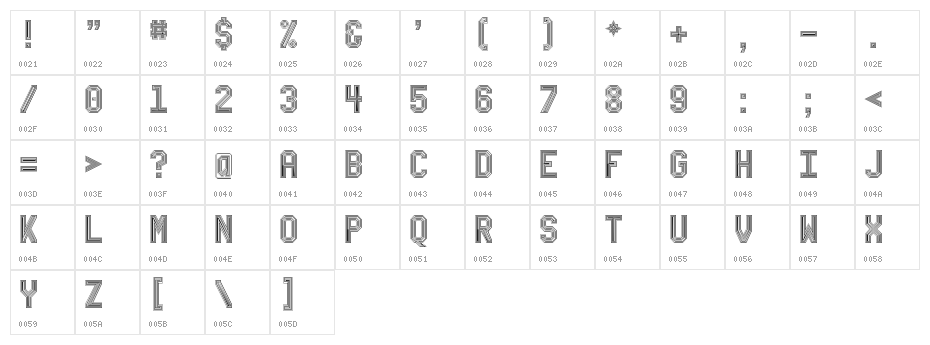 Bevel'sAdvocateMono Regular Character Map