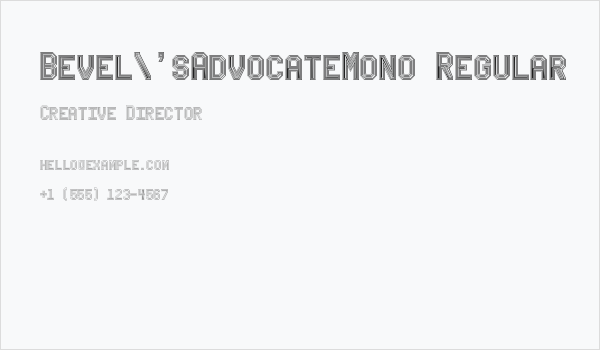 Bevel'sAdvocateMono Regular Business Card