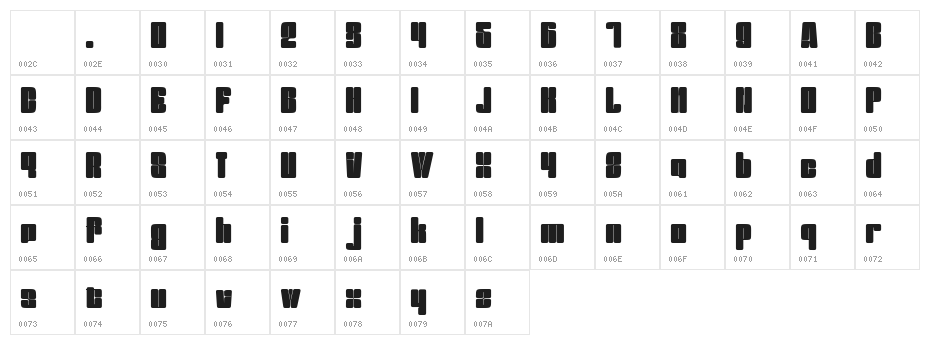 Bezamin Harison Regular Character Map