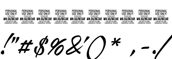 Bezar PERSONAL USE ONLY Font OTHER CHARS