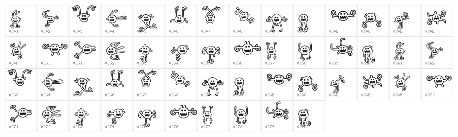 between my ears Character Map