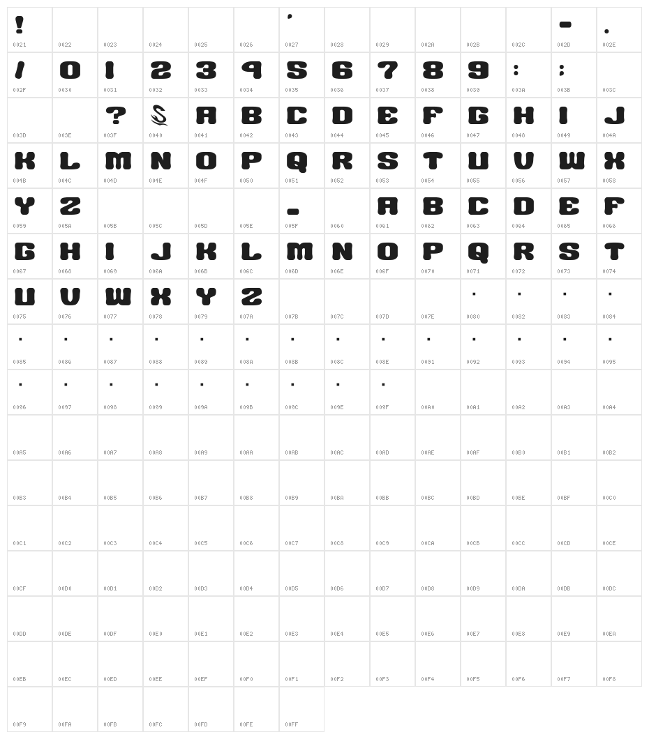 BIG BURGER__G Character Map