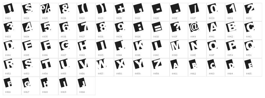 BIGARIALLEFT Character Map