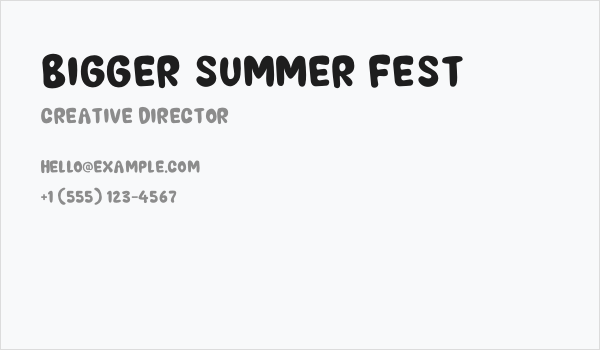 BIGGER SUMMER FEST Business Card