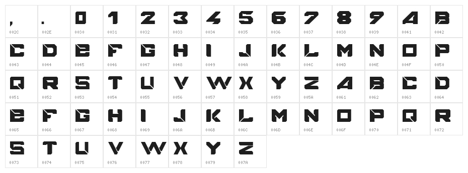 BIGMACCA Regular Character Map
