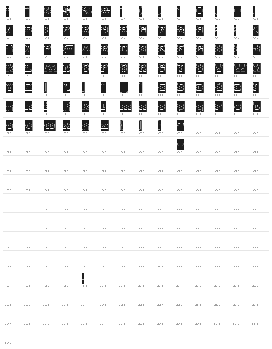 BILLY THE KID-Hollow-Inverse Character Map
