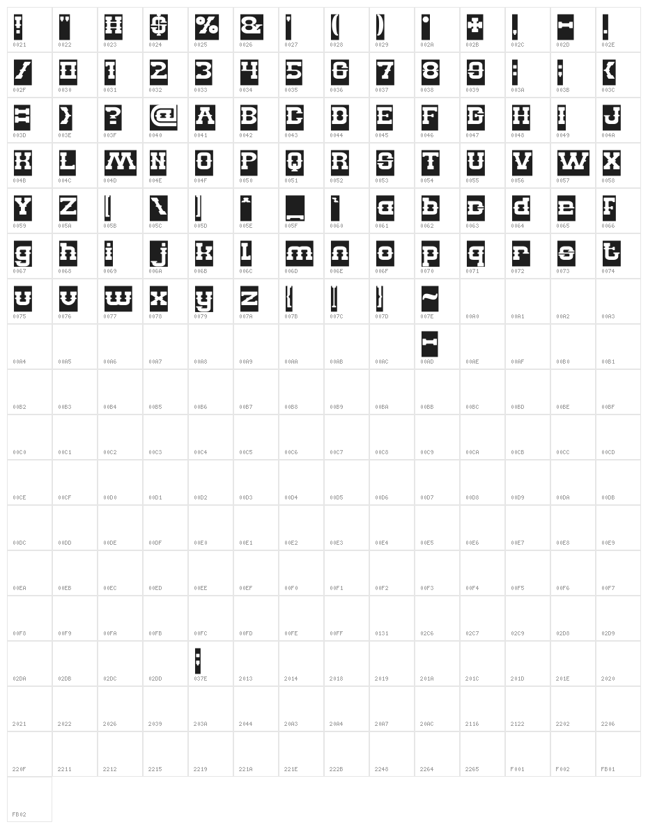 BILLY THE KID-Inverse Character Map
