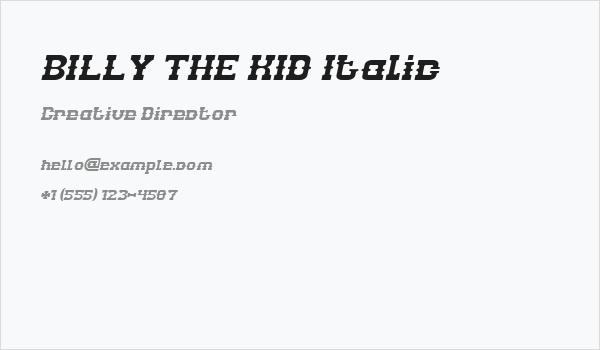 BILLY THE KID Italic Business Card
