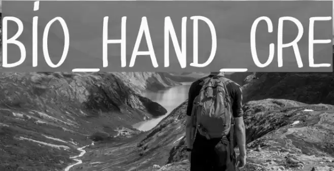 BIO_HAND_CRE Font examples