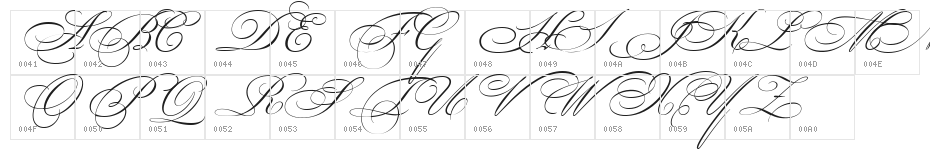 BickhamScriptMM SwCaps Character Map