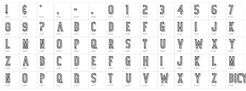 BicycleFancy Character Map