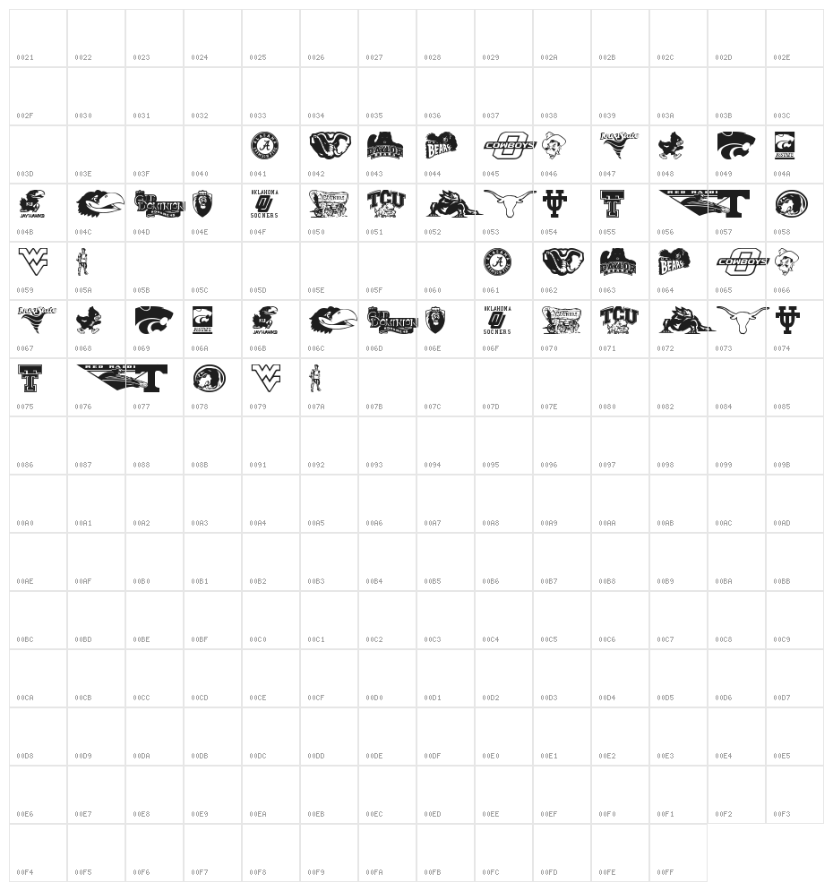Big-12 Character Map