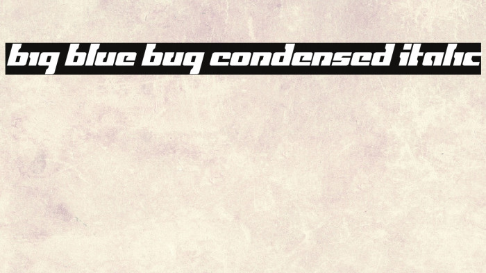 Big Blue Bug Condensed Italic Example 2