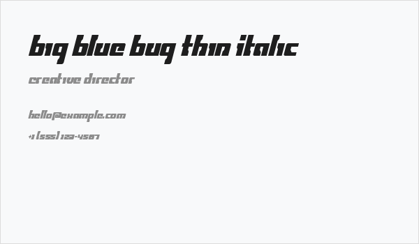 Big Blue Bug Thin Italic Business Card