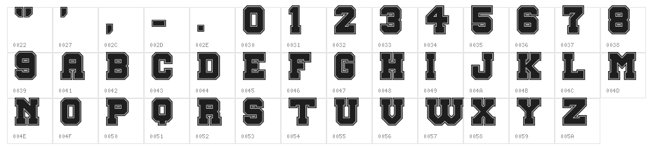Big Campus Bold Character Map