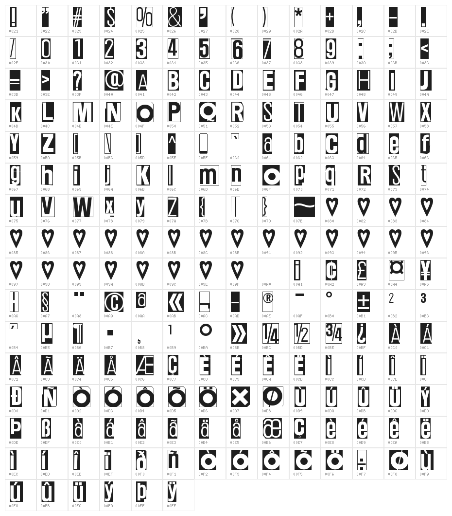 Big Love CTCZ Character Map