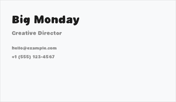 Big Monday Business Card