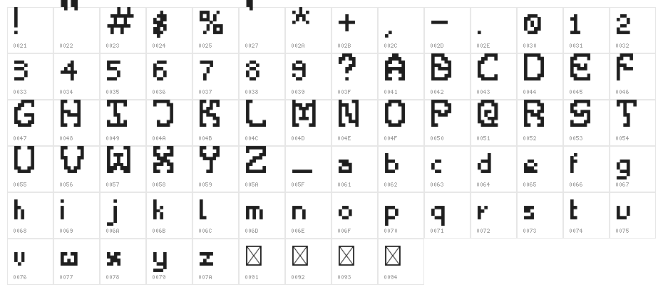 Big Monster Regular Character Map