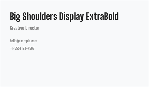 Big Shoulders Display ExtraBold Business Card