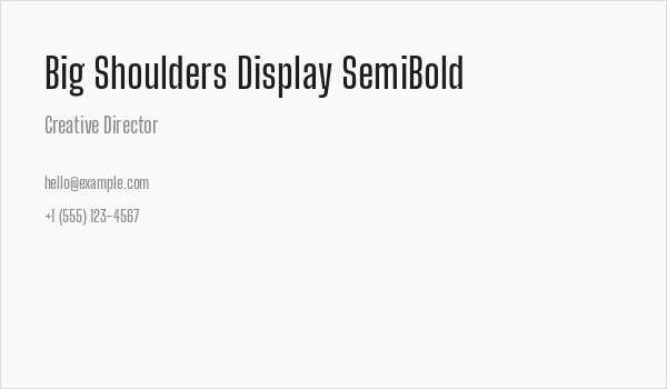 Big Shoulders Display SemiBold Business Card