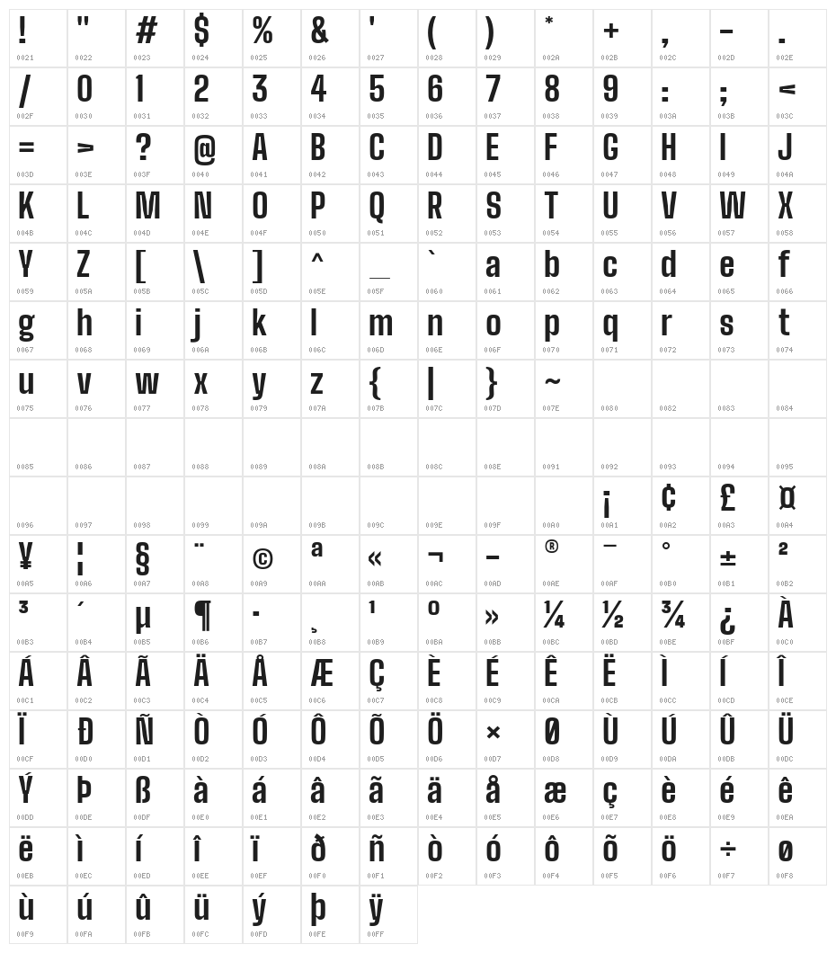 Big Shoulders Text ExtraBold Character Map