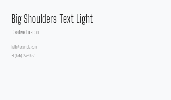 Big Shoulders Text Light Business Card