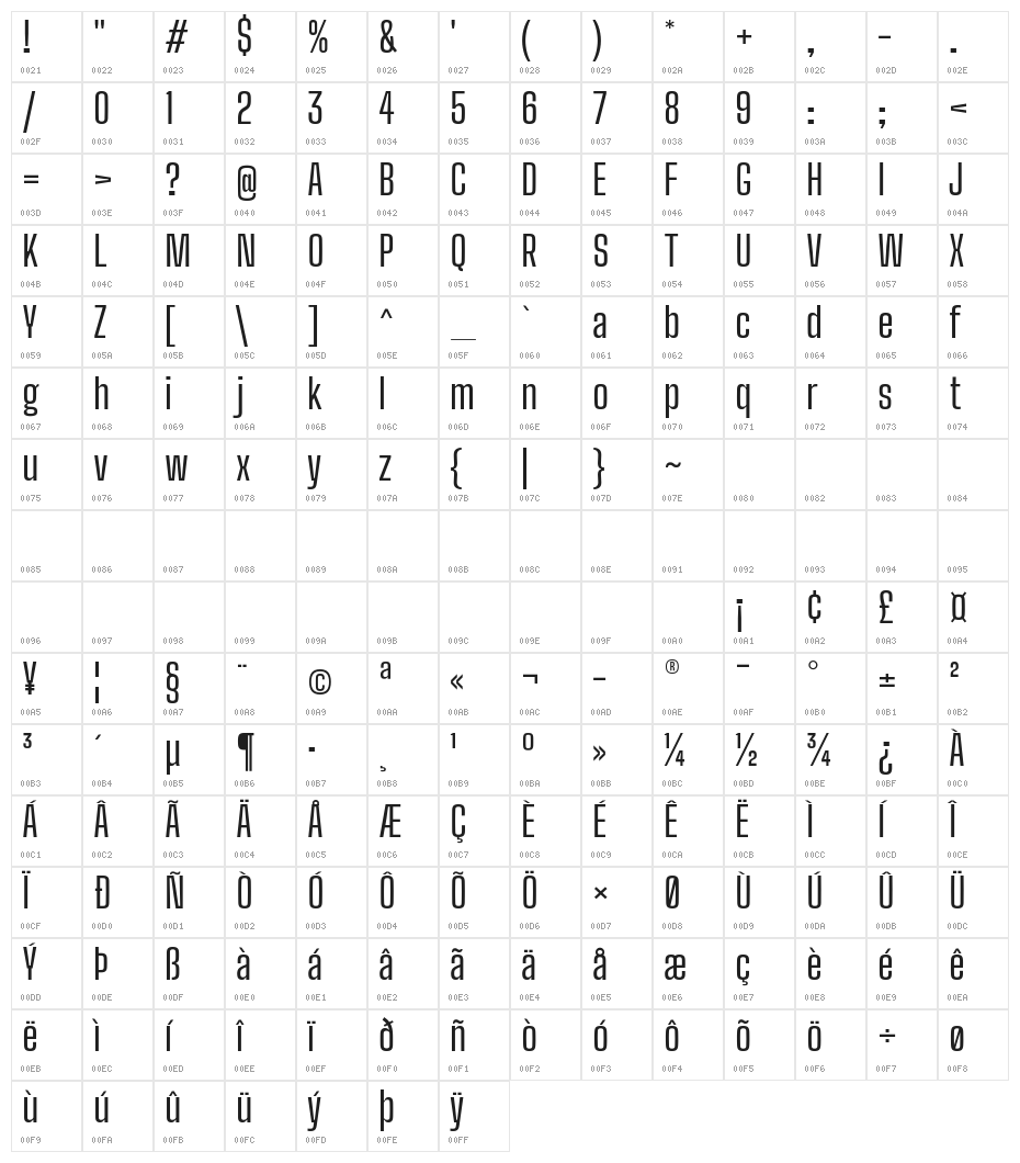 Big Shoulders Text Regular Character Map
