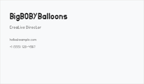 BigBOBY Balloons Business Card