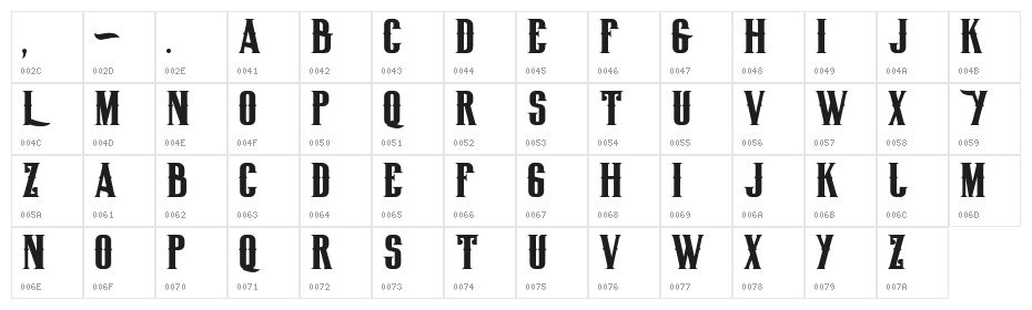 BigLodgeTypeFree Character Map