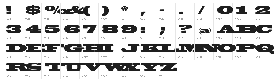 BigSwingingSlabS Character Map