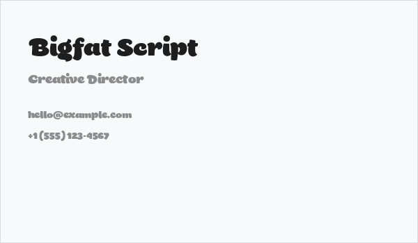 Bigfat Script Business Card