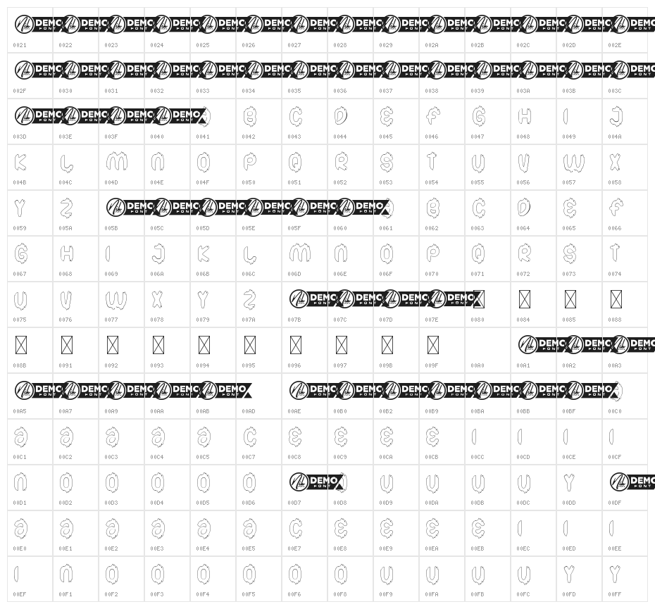 Bigfoot Cute Demo Outline Character Map