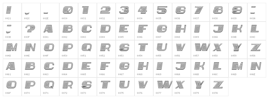 Bigger Italic Character Map