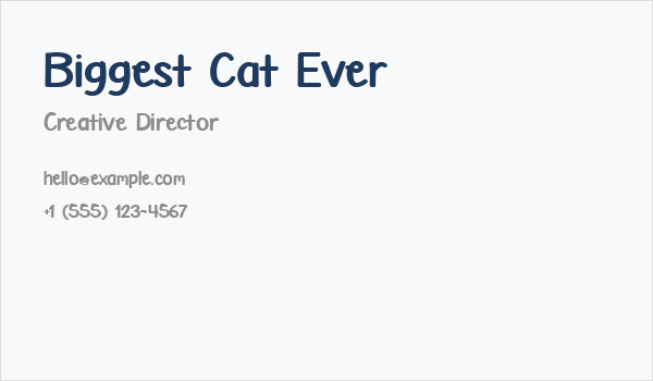 Biggest Cat Ever Business Card